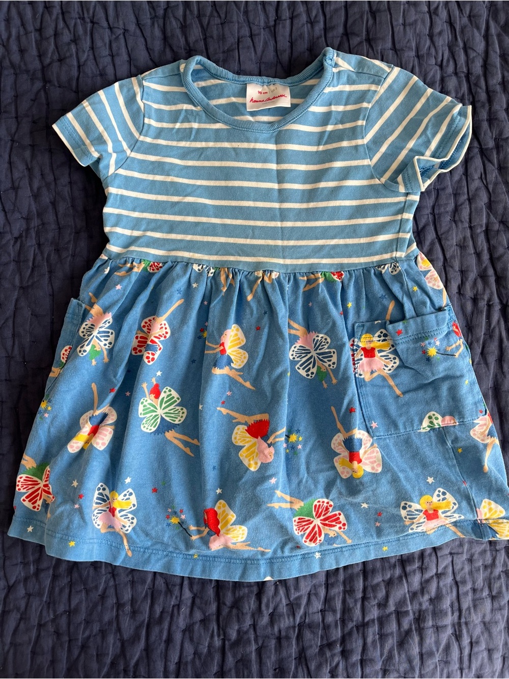 Hanna Andersson Blue & White Striped Fairy Mixie Playdress 3T